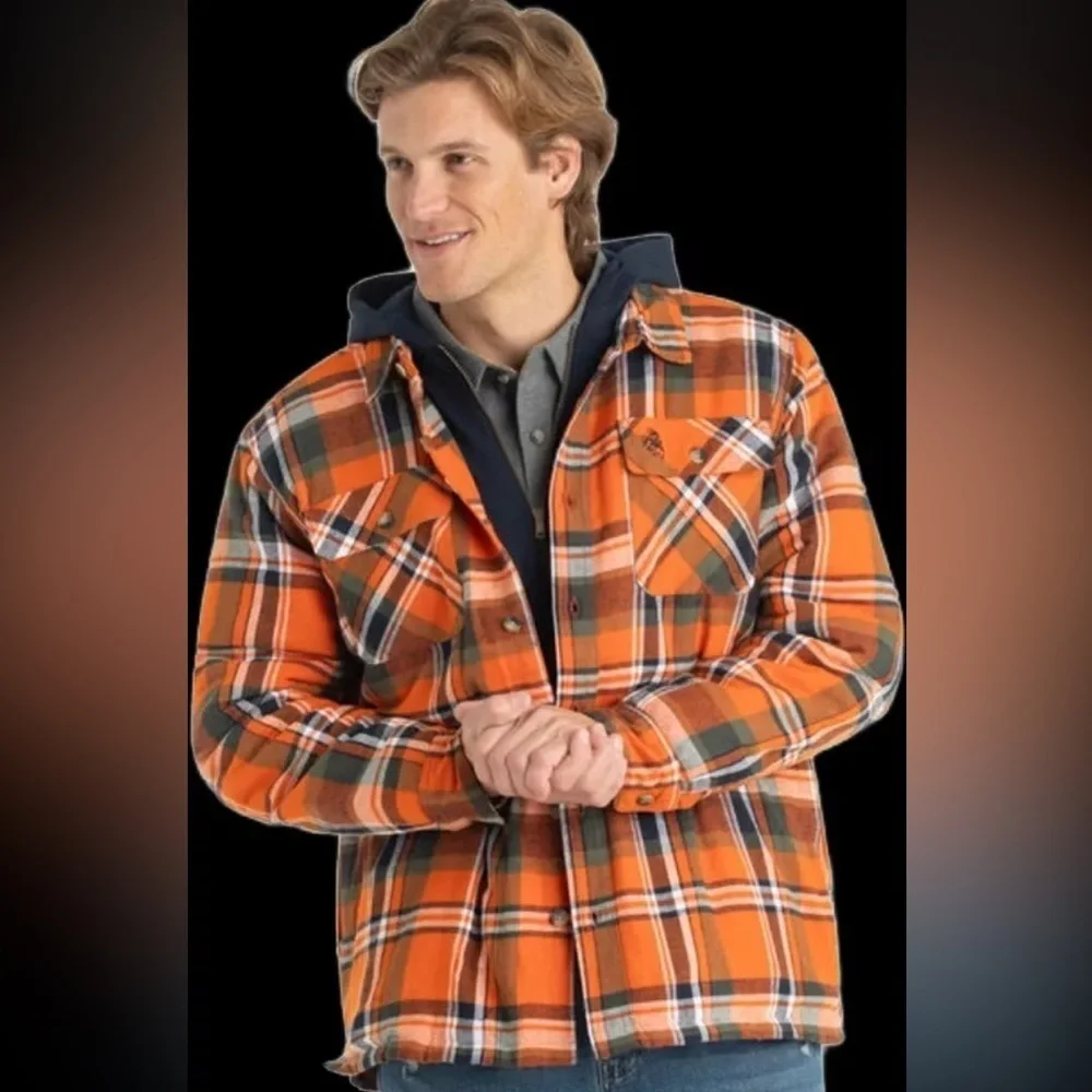 Legendary Whitetails Maplewood Hooded Flannel Shirt Jacket Tomahawk Plaid Sz LT